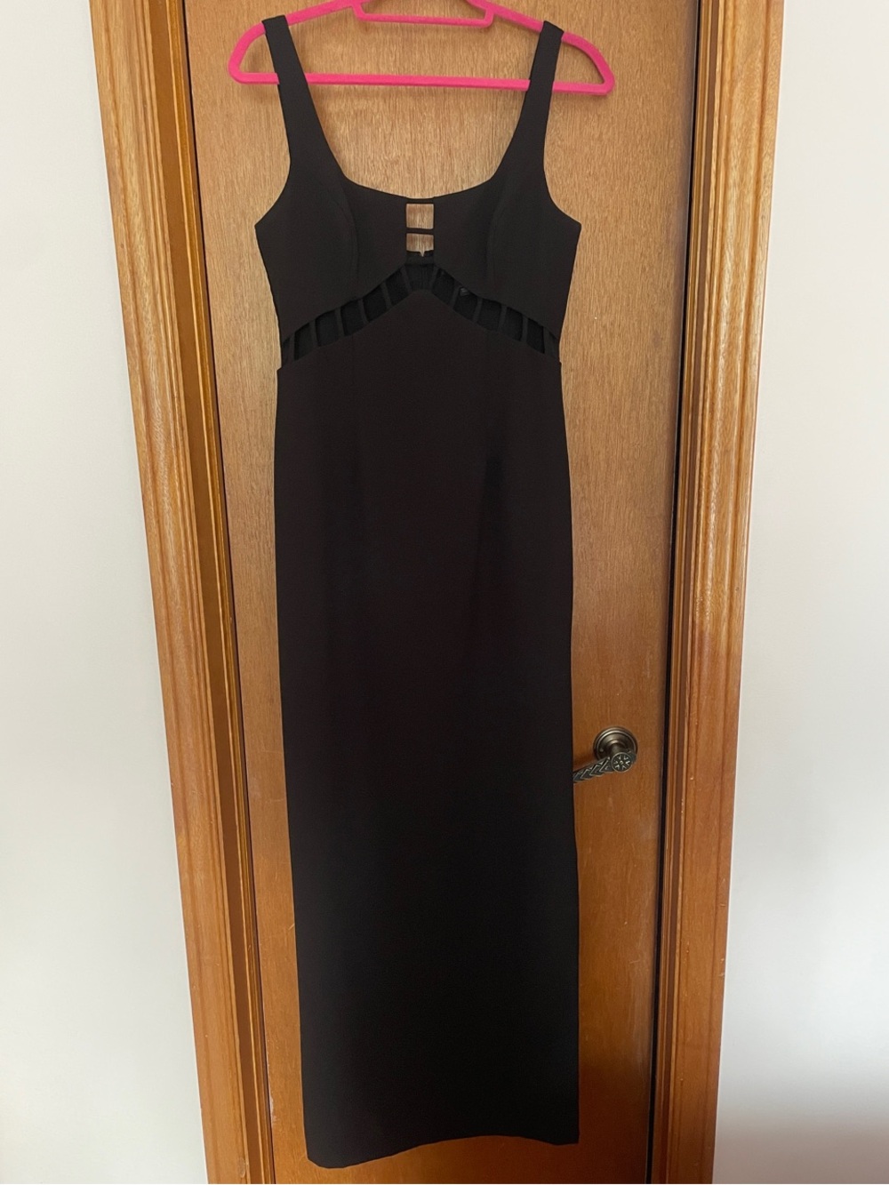 Aidan Mattox Black Sleeveless Maxi with Cutout Trim